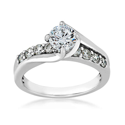 Natural 1-1/2 ct. tw. Round Brilliant Diamond Engagement Ring in 14K White Gold