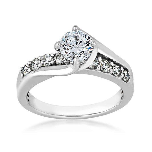 Natural 1-1/2 ct. tw. Round Brilliant Diamond Engagement Ring in 14K White Gold