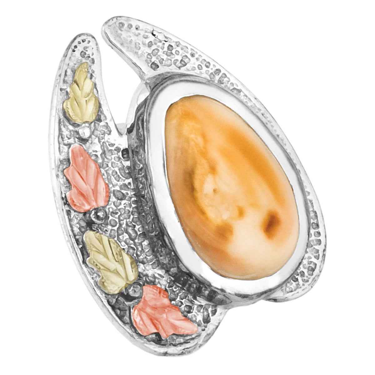 Elk Ivory Black Hills Gold Hoof Track Clutch Pin in Sterling Silver - Gallatin