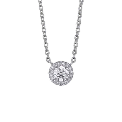 Lightbox 1/2 ct. tw. Lab-Grown Round Diamond Halo Necklace in 10K White Gold
