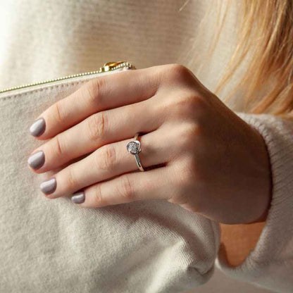 Love Knot 1/10 ct. tw. Diamond Cluster Ring in 10K White Gold close-up detail