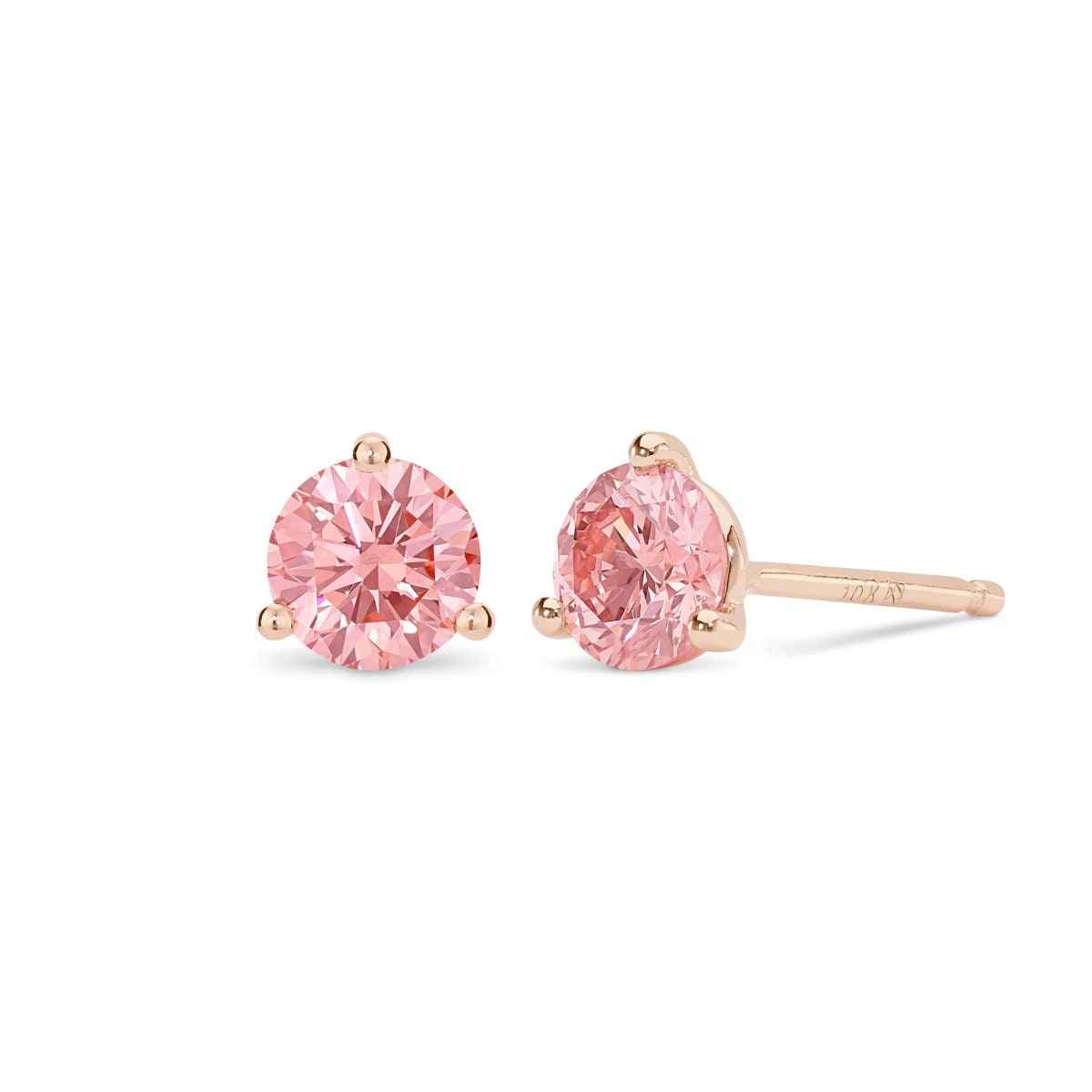Lightbox 2 ct. tw. Lab-Grown Round Pink Diamond Solitaire Earrings in 10K Pink Gold