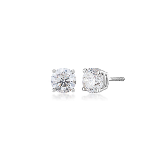 2 ct. tw. Round Brilliant Diamond Solitaire Stud Earrings in 14K White Gold