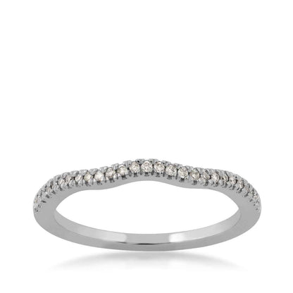 Perfect Match 1/10 ct. tw. Round Diamond Curved Stackable Anniversary Ring in 10K White Gold