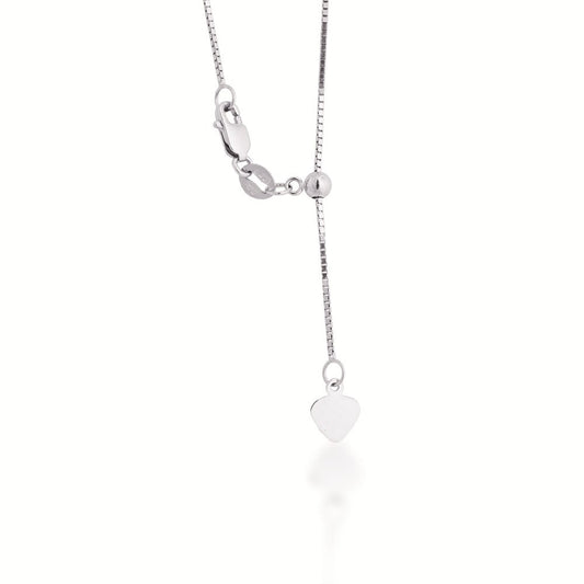 .85mm 22-inch Adjustable Box Chain in 10K White Gold