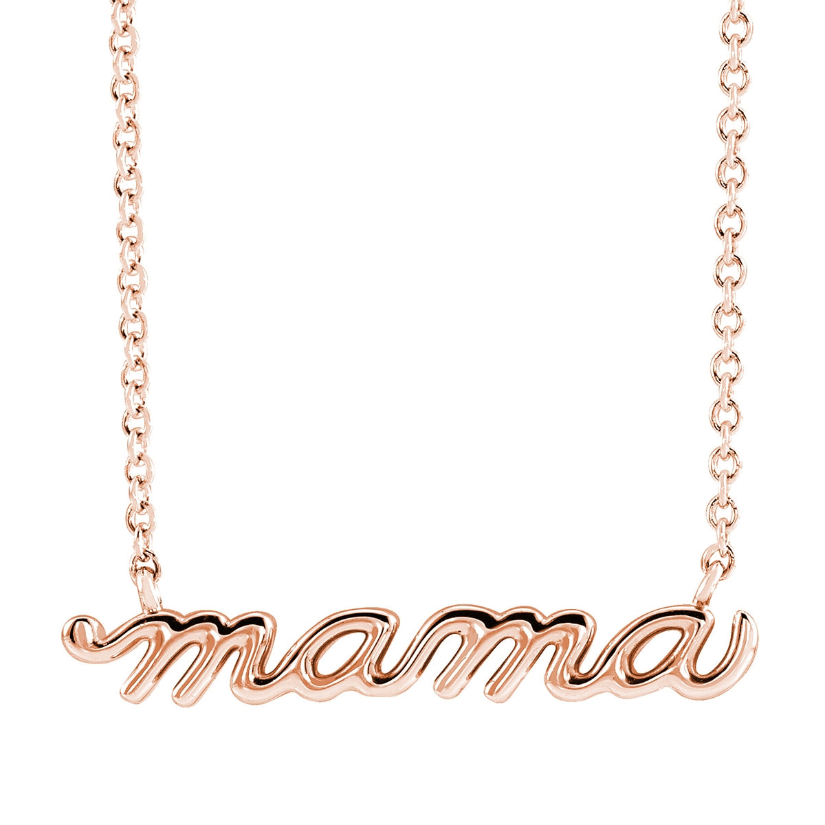 Mama Script Necklace in 14K Pink Gold
