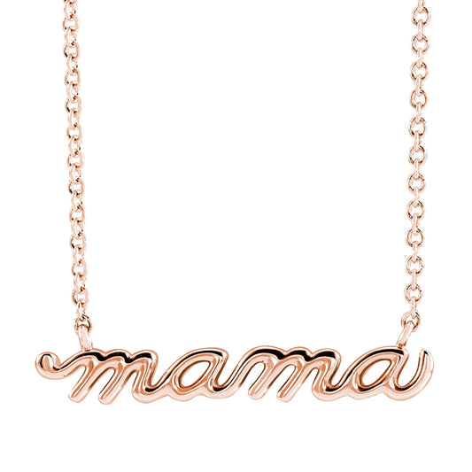 Mama Script Necklace in 14K Pink Gold
