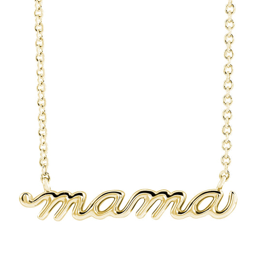 Mama Script Necklace in 14K Yellow Gold