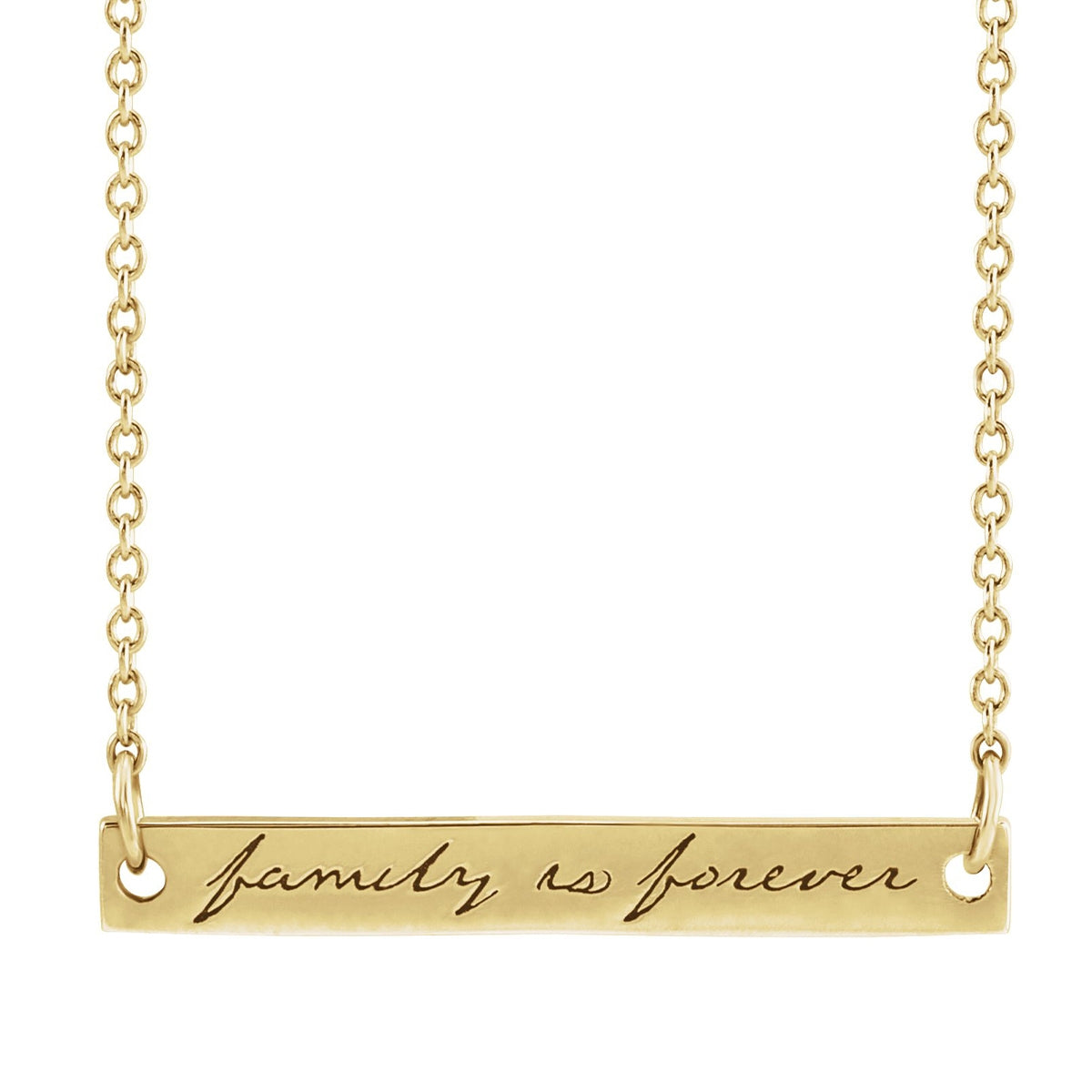 Family is Forever Bar Necklace in 14K Yellow Gold