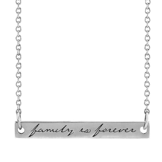 Family is Forever Bar Necklace in Sterling Silver