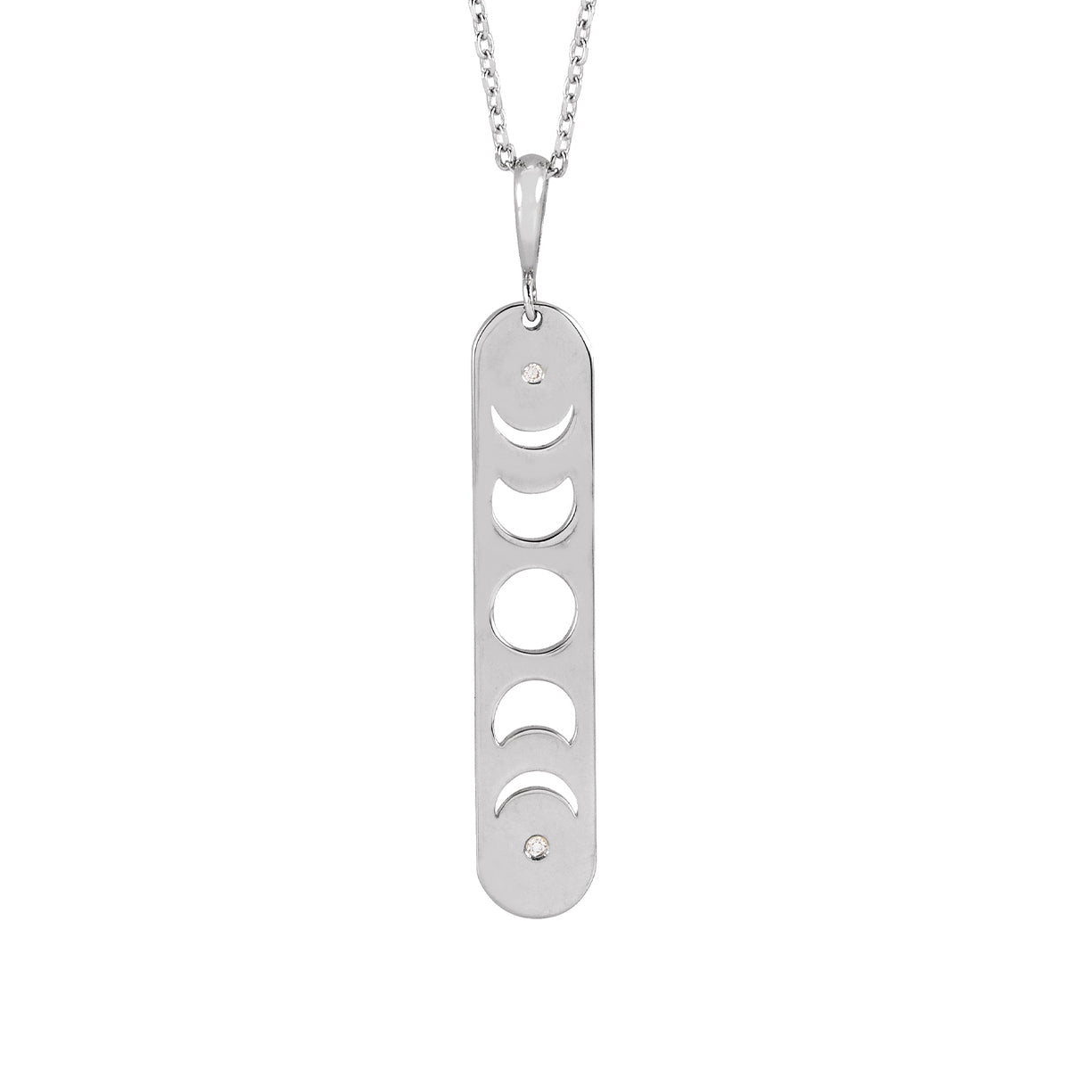 Diamond Accent Moon Phase Pendant in Sterling Silver