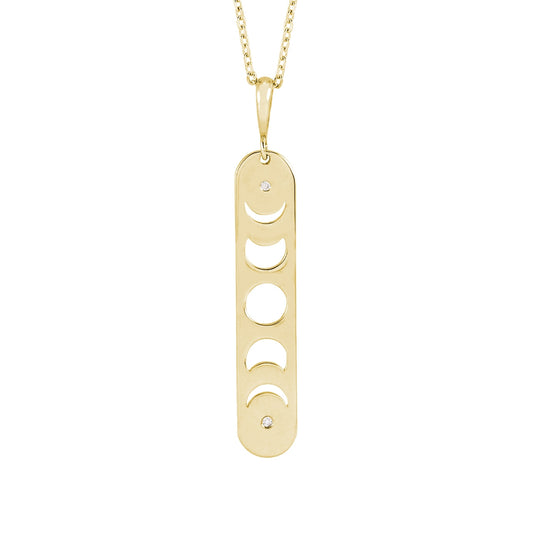 Diamond Accent Moon Phase Pendant in 14K Yellow Gold