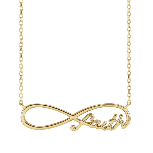Faith Infinity Necklace in 14K Yellow Gold