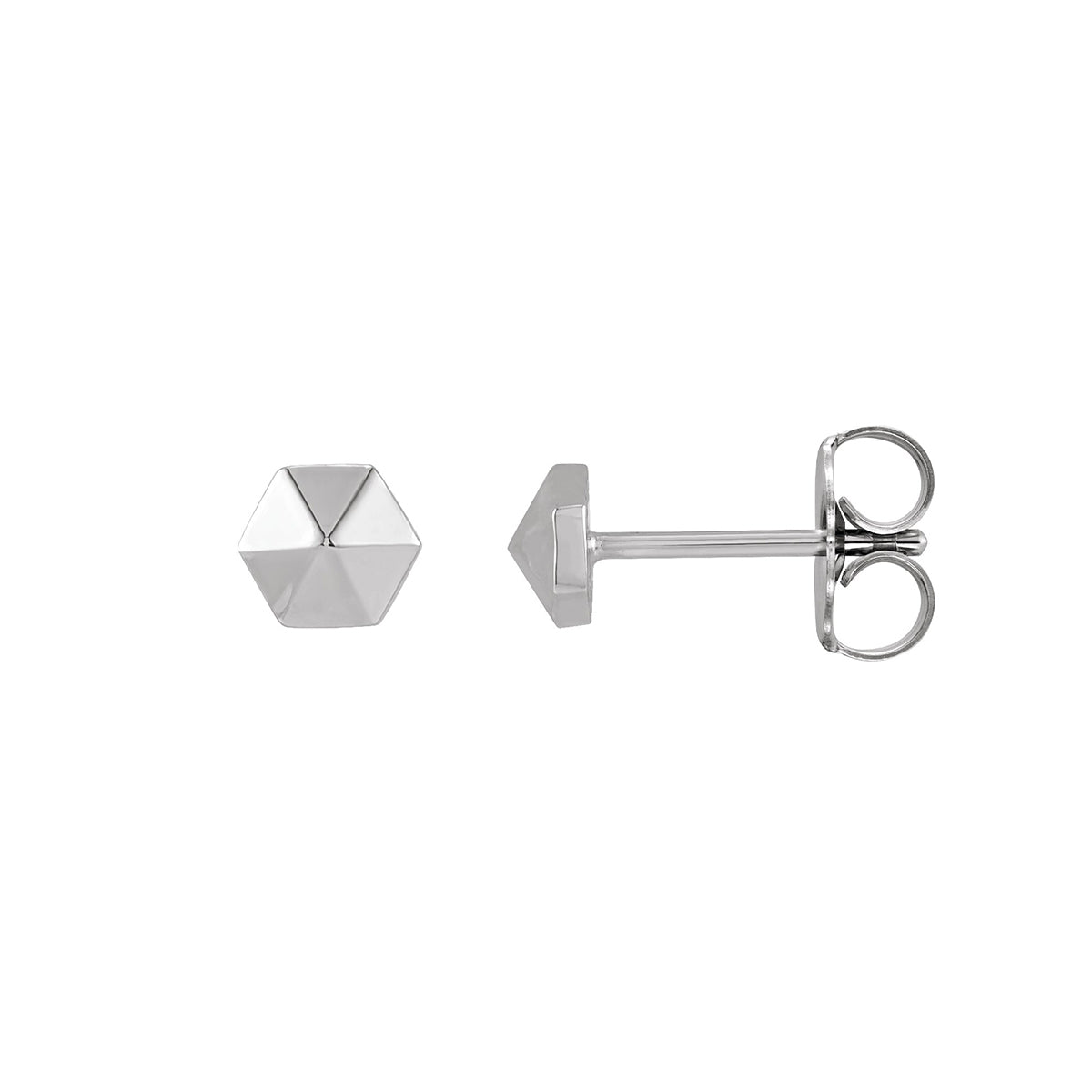 Hexagon Stud Earrings in Sterling Silver