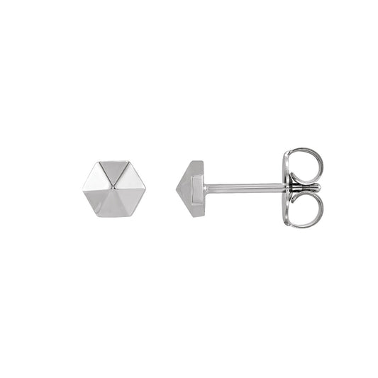Hexagon Stud Earrings in Sterling Silver