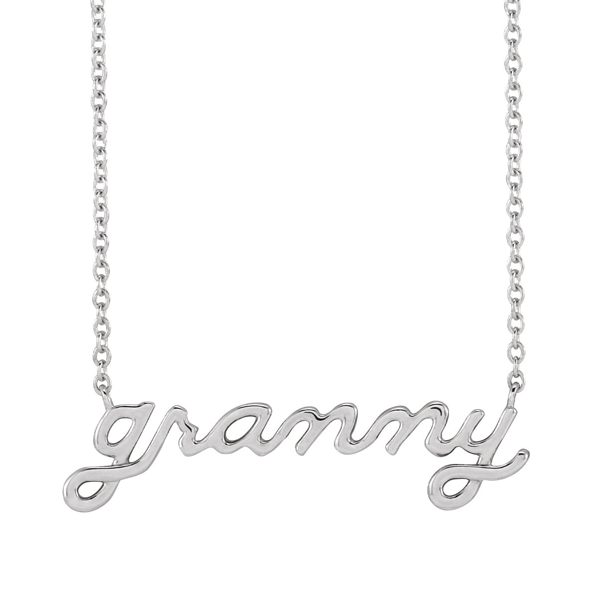 Granny Script Necklace in Sterling Silver