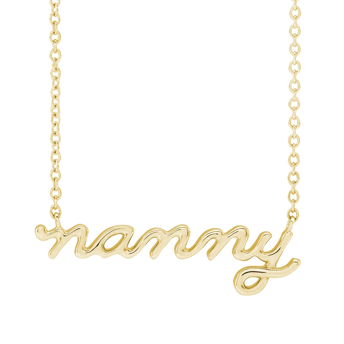 Nanny Script Necklace in 14K Yellow Gold