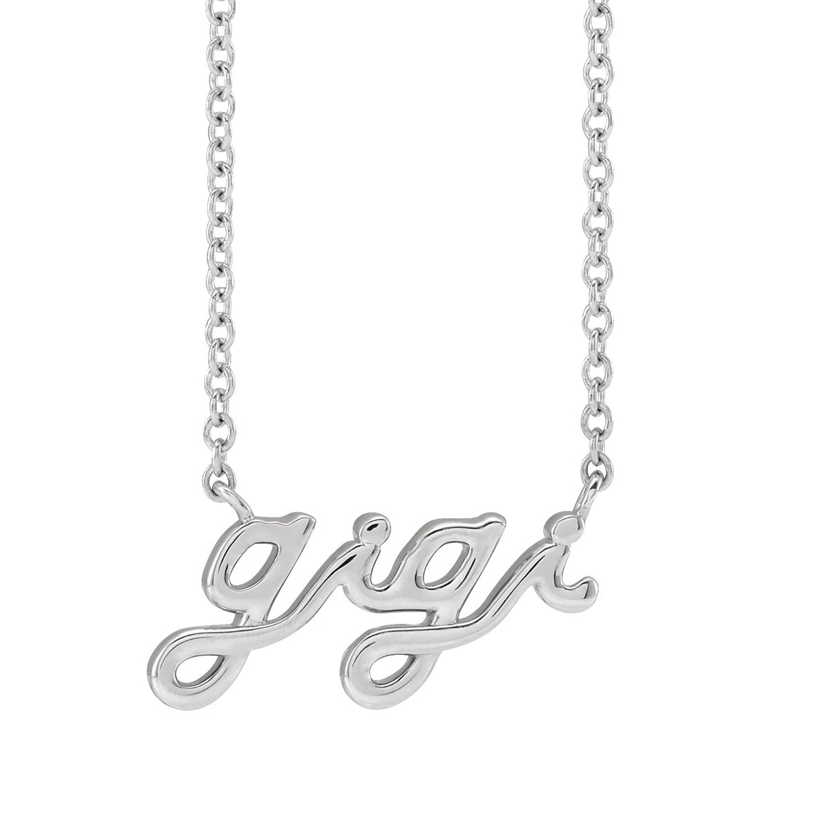 Gigi Script Necklace in Sterling Silver