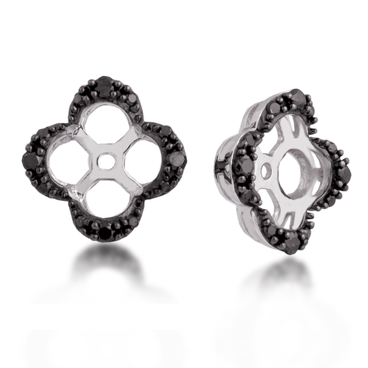 Treated Black Diamond Earring Jackets in White Gold