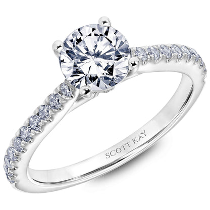 Scott Kay Namaste 1/3 ct. tw. Diamond Semi-Mount Engagement Ring in 14K White and Pink Gold
