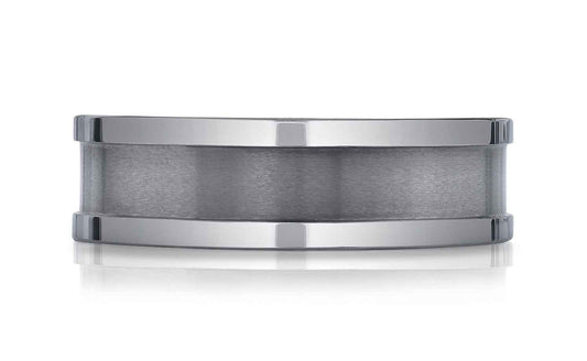 BENCHMARK Mens 7MM Tungsten Wedding Band with Brushed Center