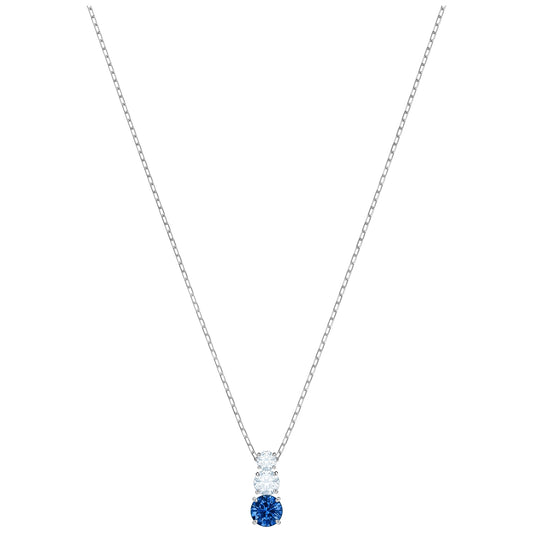 Swarovski Attract Trilogy Collection Blue and White Crystal Pendant in Rhodium Plating