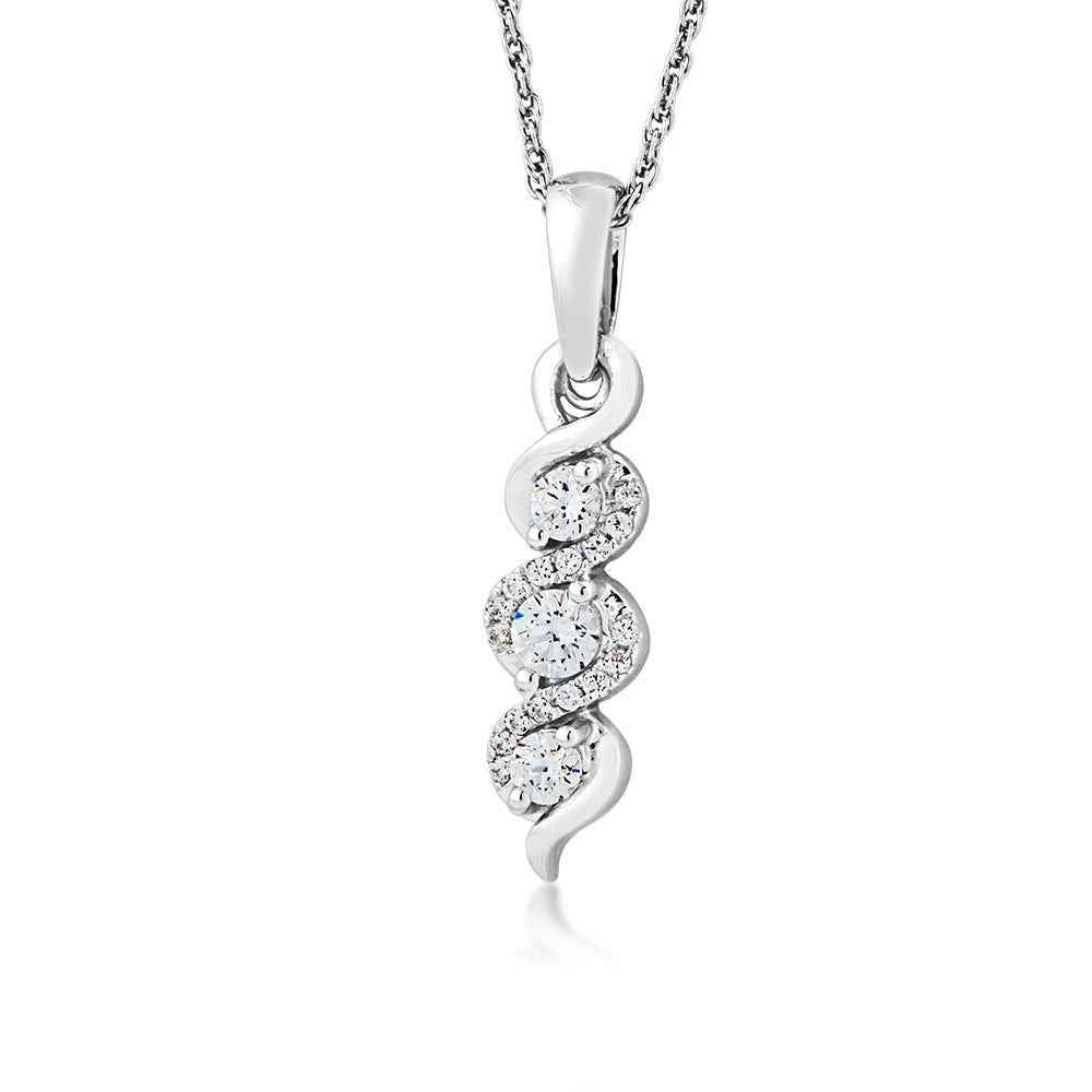 3/8 ct. tw. Round 3-Stone Diamond Twist Pendant in 10K White Gold