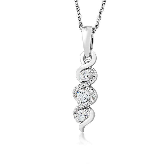 3/8 ct. tw. Round 3-Stone Diamond Twist Pendant in 10K White Gold