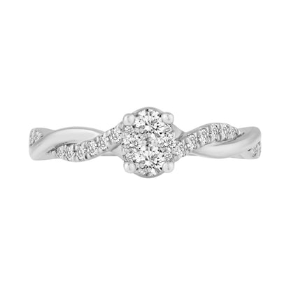 Fairytale Diamonds 1/2 ct. tw. Oval Composite Wedding Set with Twisted Gold and Diamond Band Design in 10K close-up detail