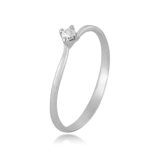 1/100 ct. tw. Round Diamond Promise Ring with Miracle Plating in 10K White Gold close-up detail