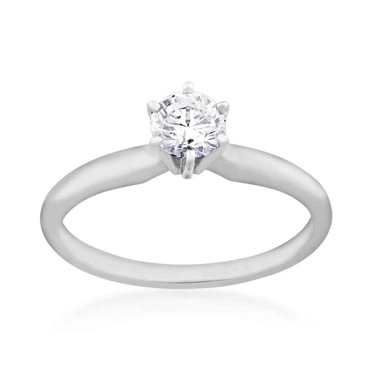 Natural 1/2 ct. tw. Round Brilliant Diamond Solitaire Engagement Ring in 14K White Gold