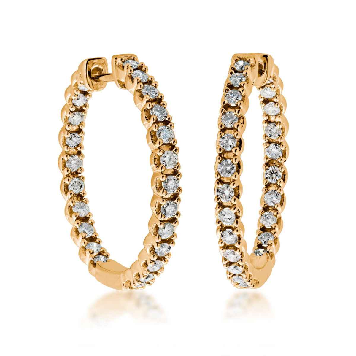 1 ct. tw. Diamond Fashion Inside Out Hoop Earrings in 10K Yellow Gold