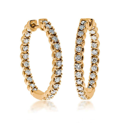 1 ct. tw. Diamond Fashion Inside Out Hoop Earrings in 10K Yellow Gold
