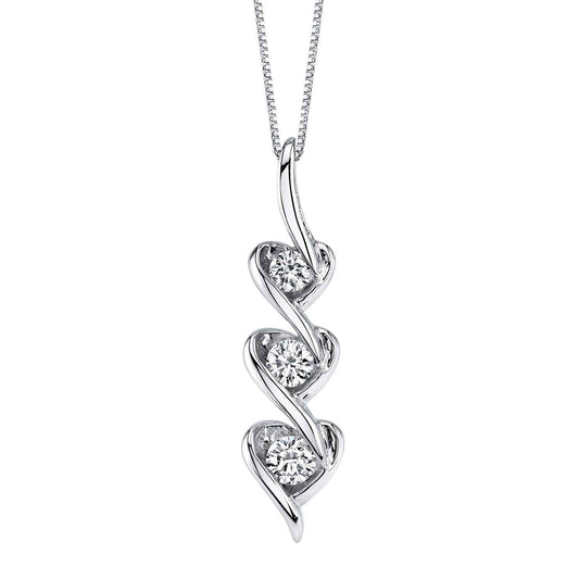 Sirena 1/3 ct. tw. Diamond 3-Heart Waterfall Fashion Pendant in 10K White Gold