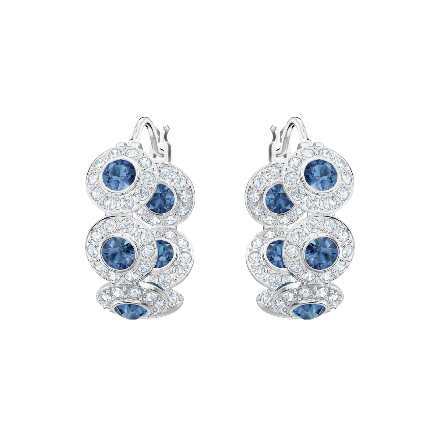Swarovski Angelic Collection Blue and White Crystal Hoop Design Earrings in Rhodium Plating