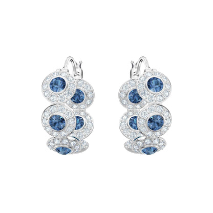 Swarovski Angelic Collection Blue and White Crystal Hoop Design Earrings in Rhodium Plating