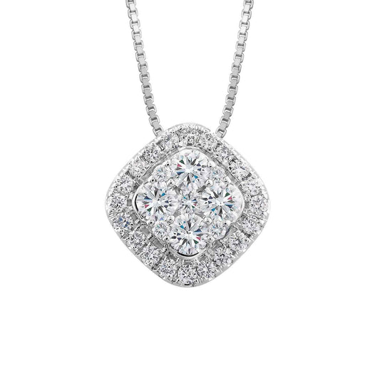 Adamante 3/4 ct. tw. Lab-Grown Diamond Cluster Pendant in 14K White Gold