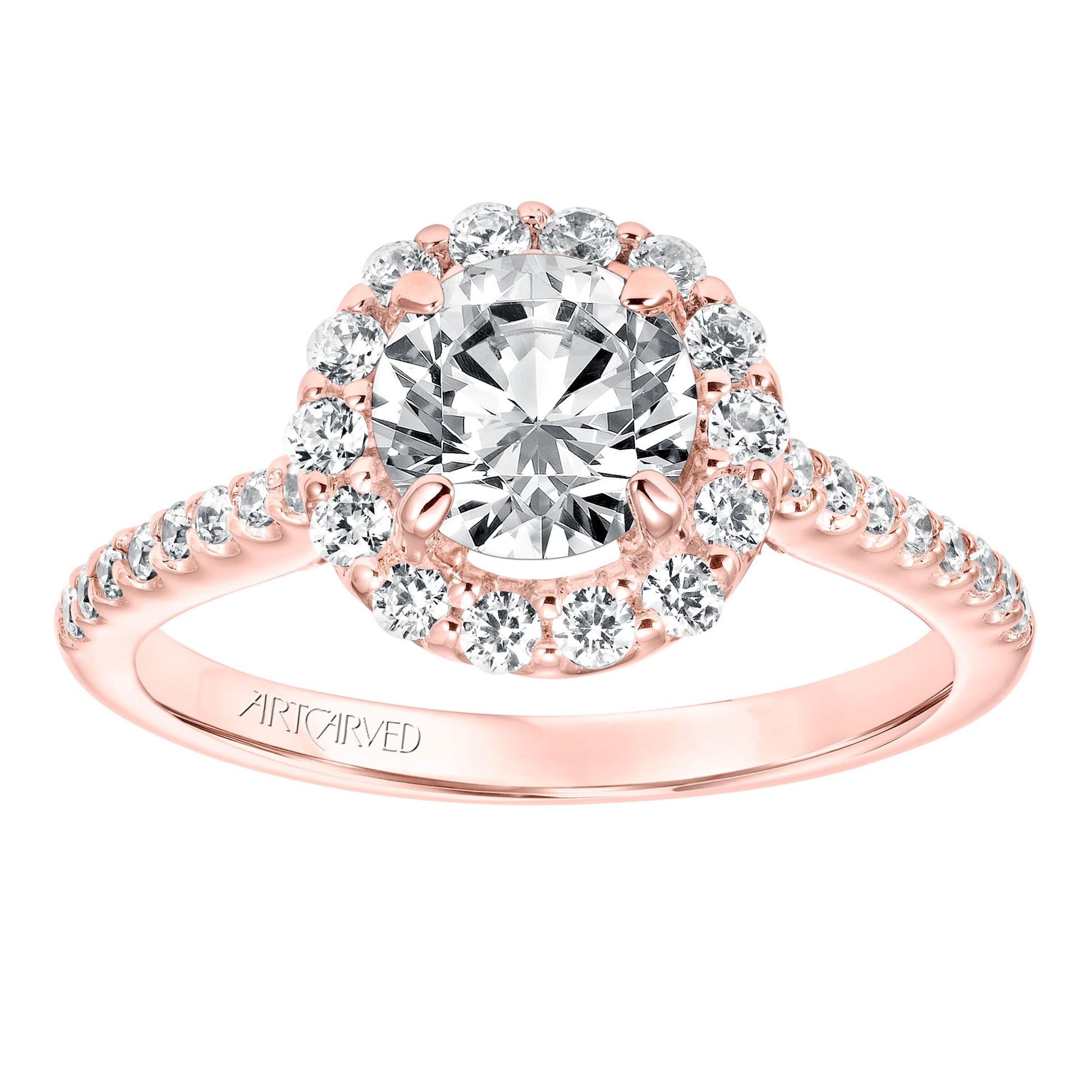 Artcarved Classic 1/2 ct. tw. Diamond Halo Semi-Mount Engagement Ring in 14K Pink Gold
