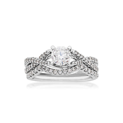 Timeless 1-1/4ct. tw. with 3/4ct. Round Brilliant center diamond in 14K white gold