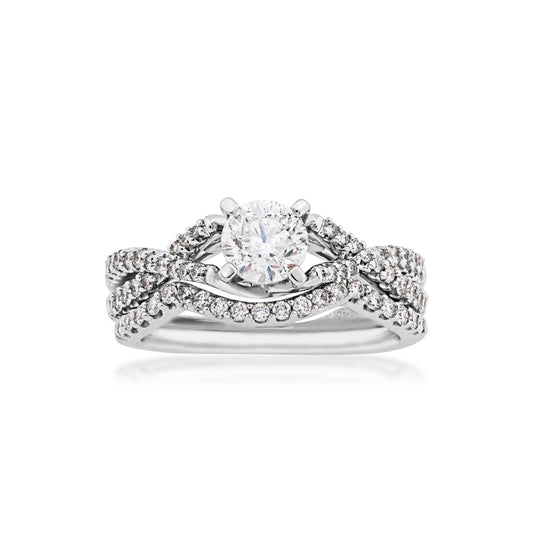 Timeless 1-1/4ct. tw. with 3/4ct. Round Brilliant center diamond in 14K white gold