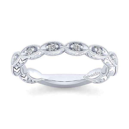 Gabriel & Co. 1/8 ct. tw. Diamond Vintage Wedding Ring in 14K White Gold