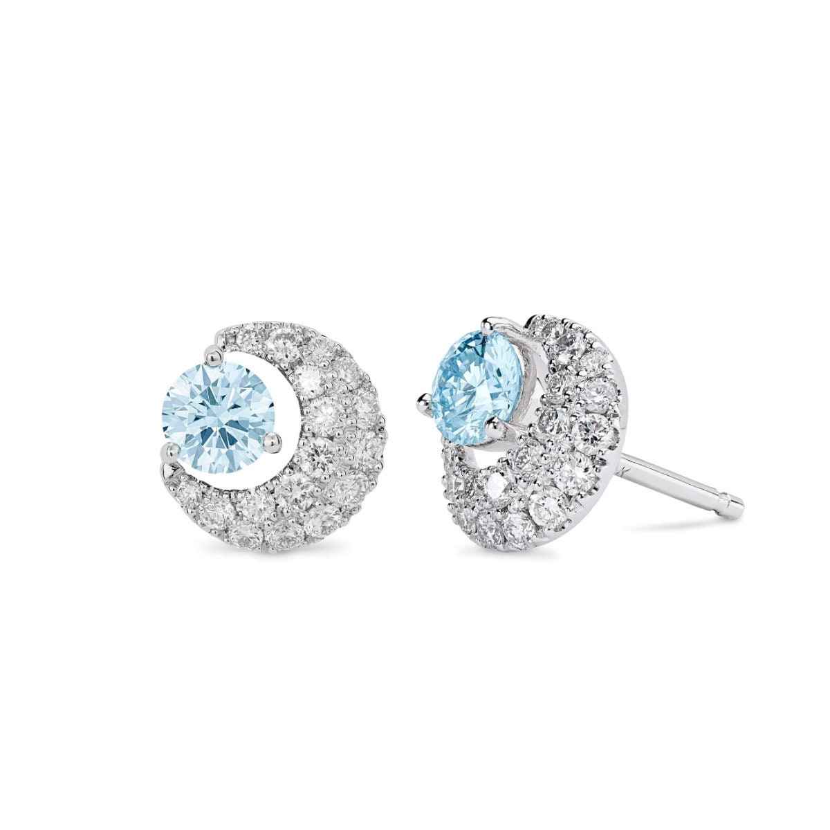Lightbox Lab-Grown Diamond 1ct. tw. Blue and White Fashion Earrings in 10KT White Gold