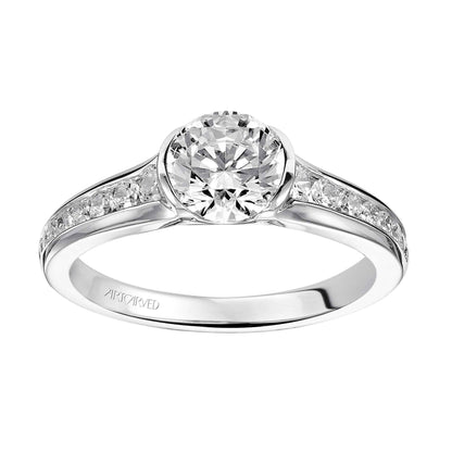 ArtCarved Contemporary 1/3 ct. tw. Round Diamond Semi-Mount Engagement Ring with Tapered Band in 14K White Gold