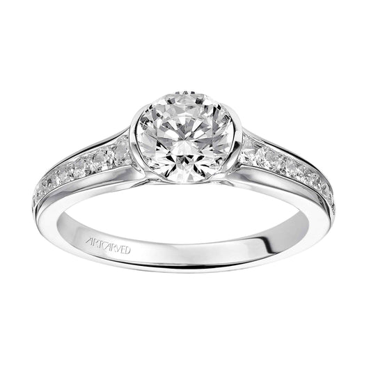 ArtCarved Contemporary 1/3 ct. tw. Round Diamond Semi-Mount Engagement Ring with Tapered Band in 14K White Gold