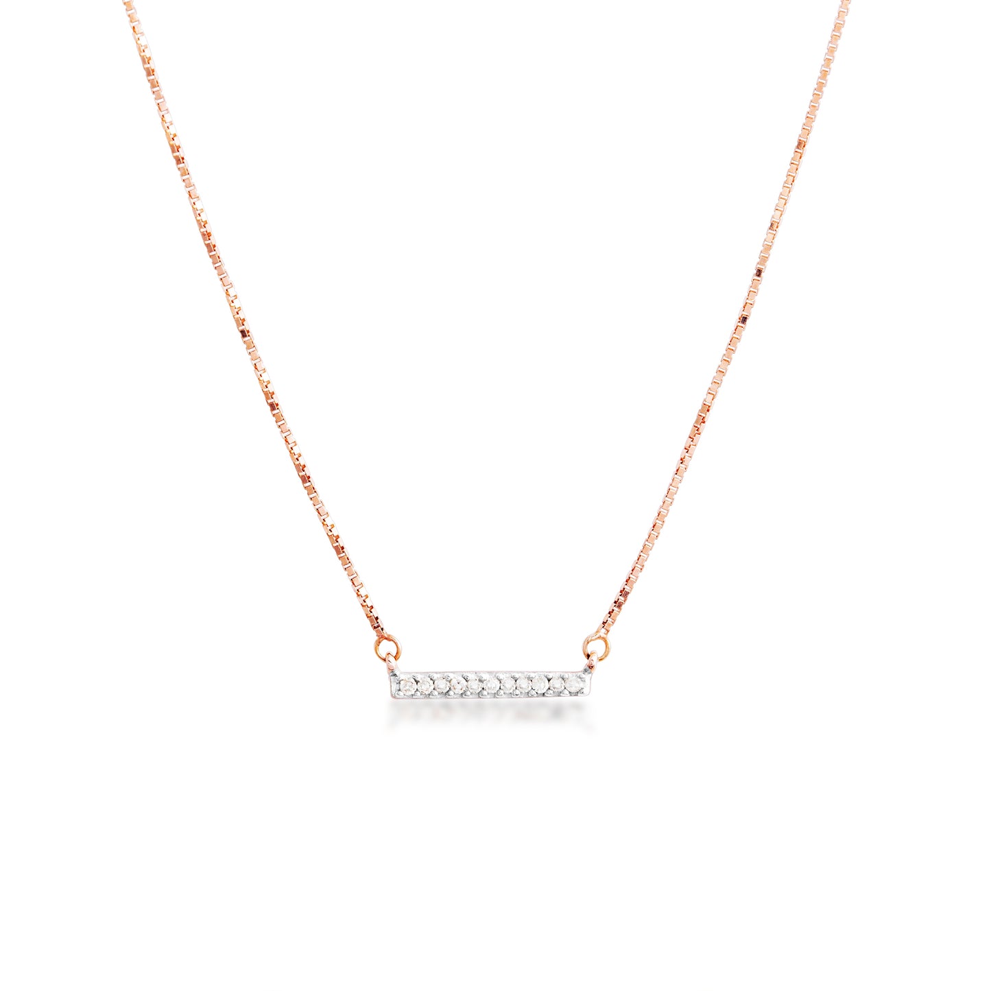 .04 ct. tw. Diamond Mini Bar Necklace in 10K Pink Gold