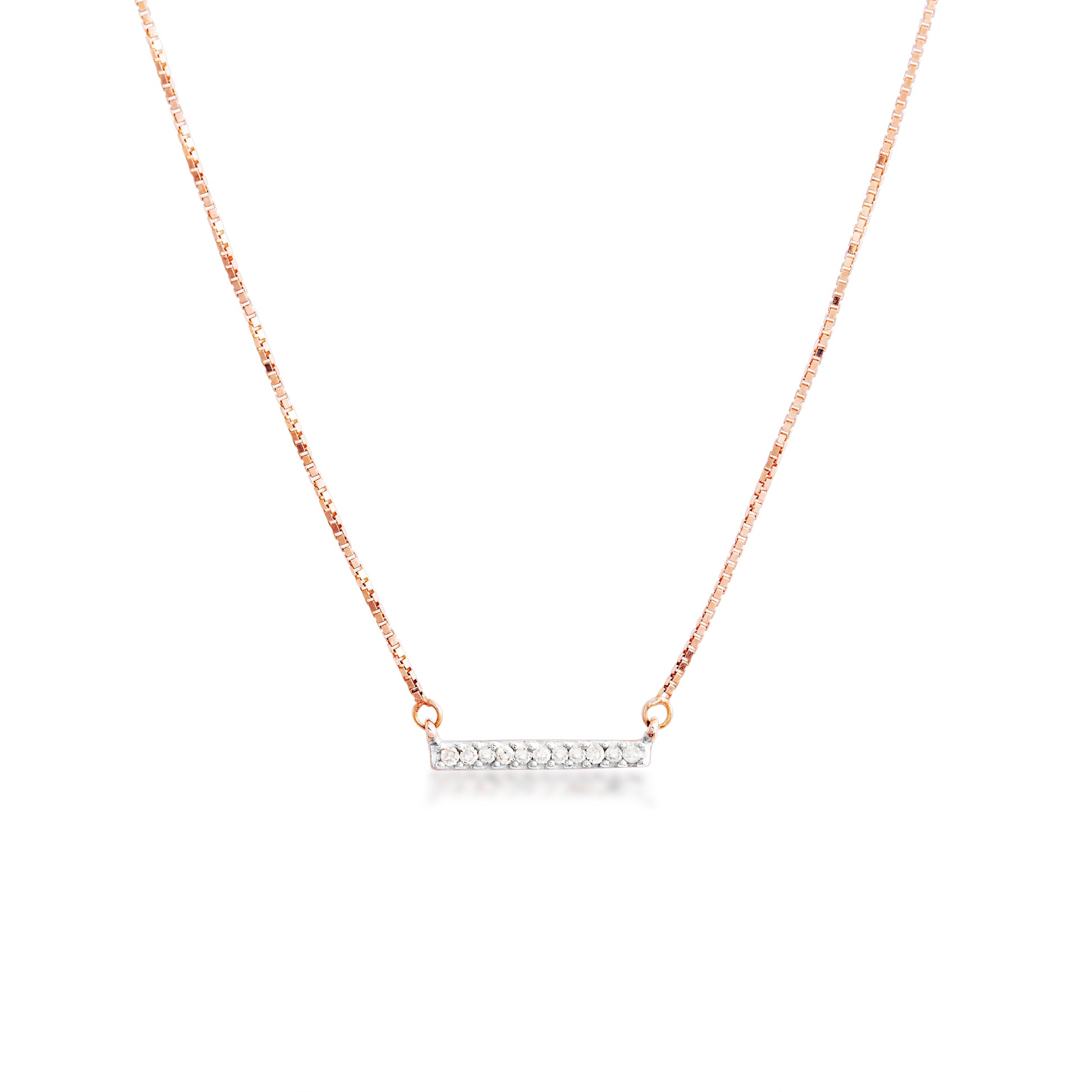 .04 ct. tw. Diamond Mini Bar Necklace in 10K Pink Gold