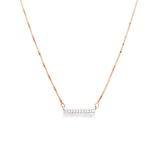 .04 ct. tw. Diamond Mini Bar Necklace in 10K Pink Gold