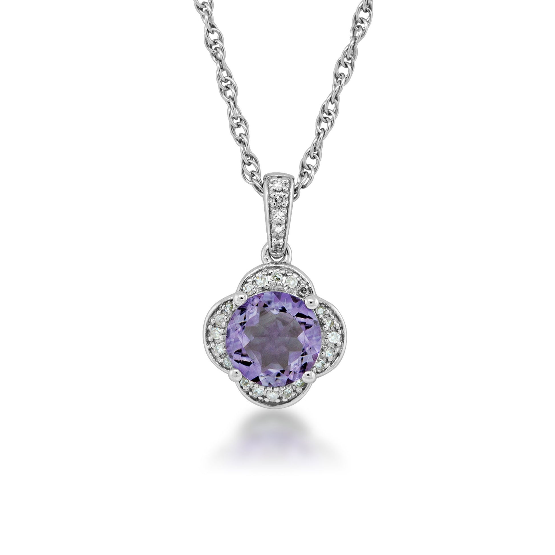 Brazilian Amethyst and .07 ct. tw. Diamond Pendant in Sterling Silver