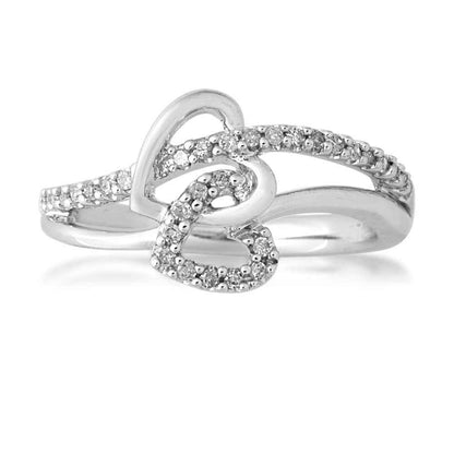 1/5 ct. tw. Diamond Double Heart Fashion Ring in Sterling Silver front view