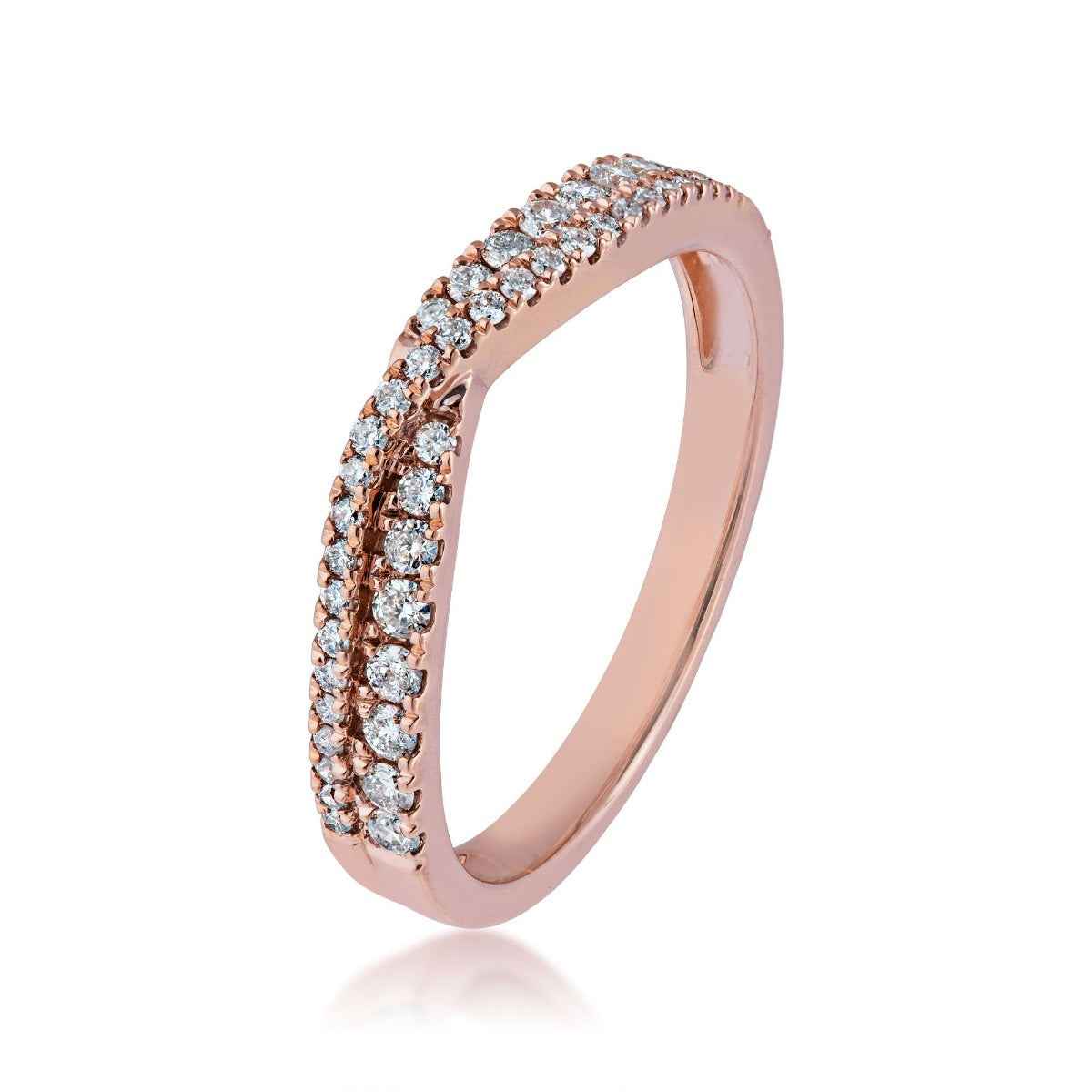 Perfect Match 1/3 ct. tw. Round Diamond Stackable Crossover Anniversary Ring in 14K Pink Gold front view